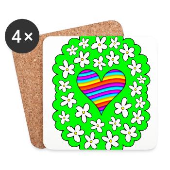 Love And Flowers - Coasters (set of 4) - white - Front