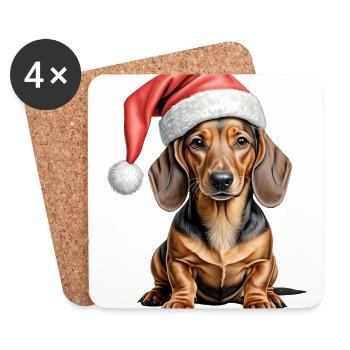 Dachshund christmas dog - Coasters (set of 4) - white - Front