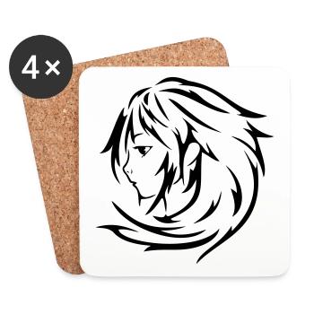 Anime Tribal Fille - Dessous de verre (lot de 4) - blanc - Devant