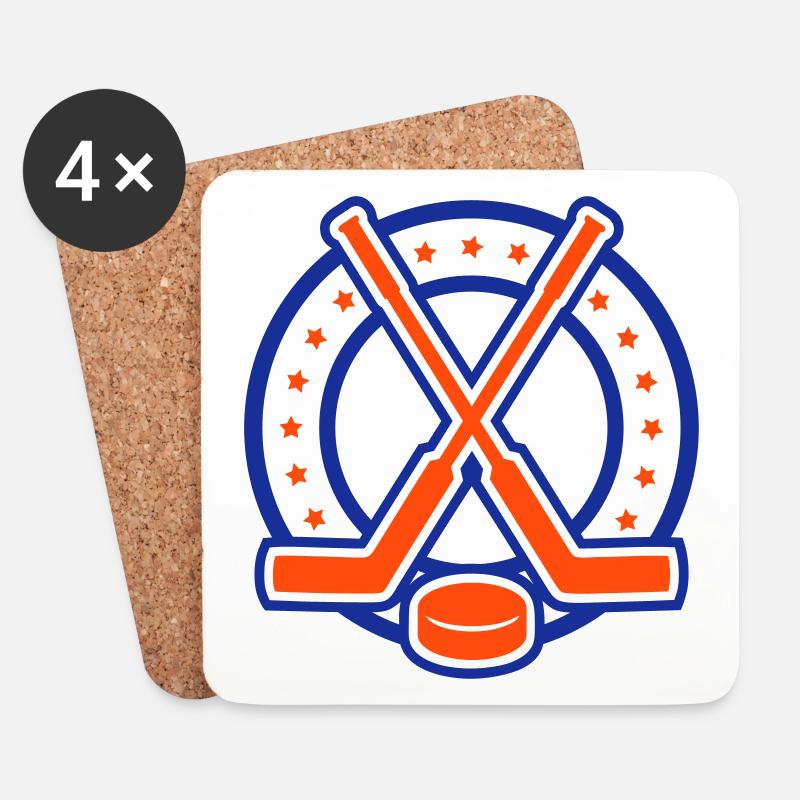 Eishockey Emblem 03 - Untersetzer (4er-Set) - Weiß