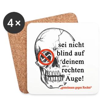 "gemeinsam gegen rechts" - Untersetzer (4er-Set) - Weiß - Vorne