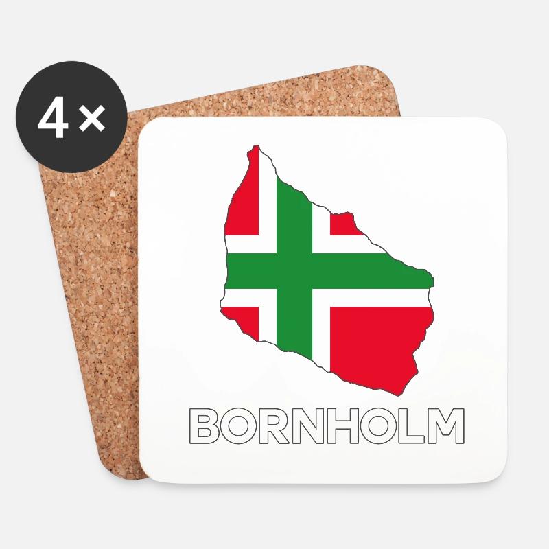 Bornholm Flag Shape - Untersetzer (4er-Set) - Weiß