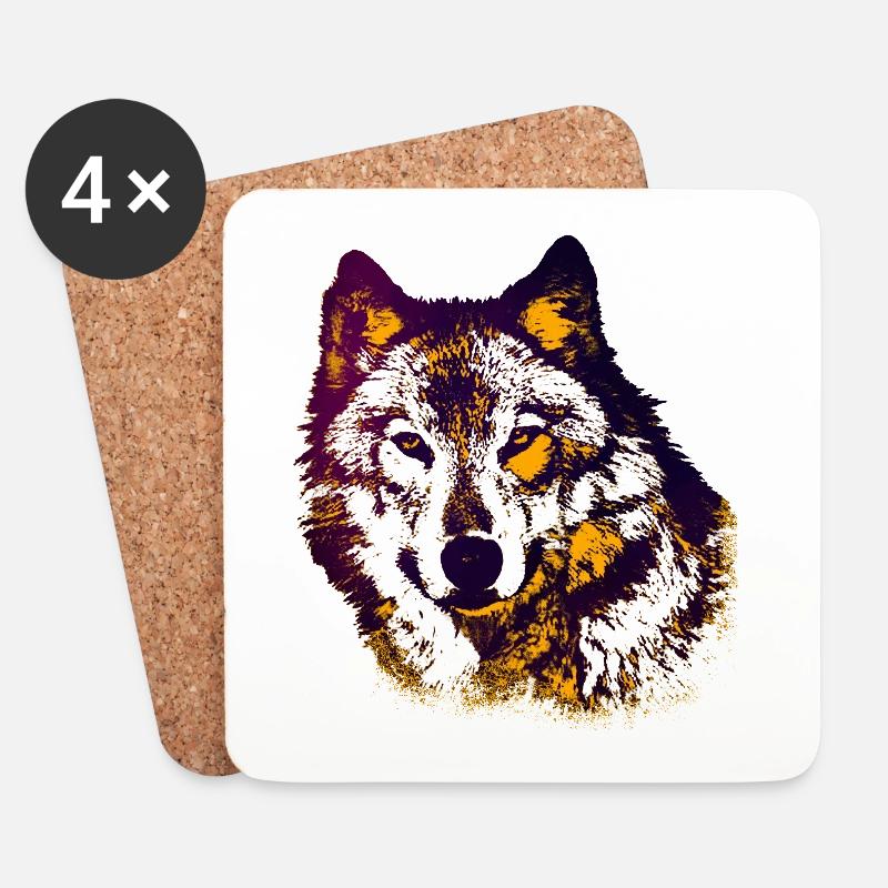 Wolf - Untersetzer (4er-Set) - Weiß