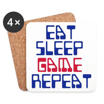 Cool saying Gamer Gamer - Eat Sleep Game Repeat - Coasters (set of 4) - white - Front