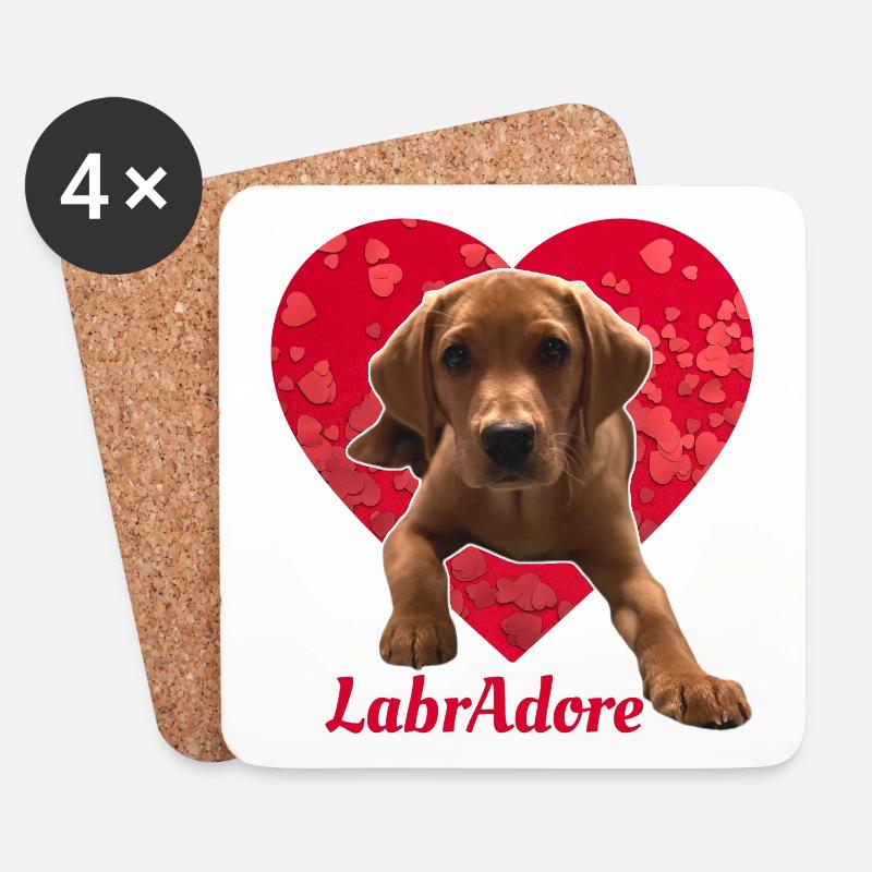 Dexter der Fuchs roter Labrador - Herz LabrAdore - Untersetzer (4er-Set) - Weiß
