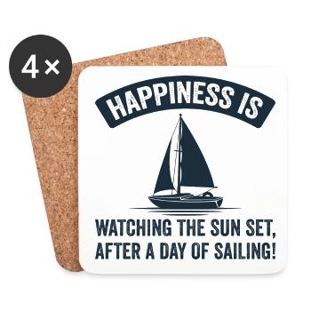 Happiness is a day of sailing and sunset - Coasters (set of 4) - white - Front