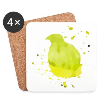 aquarelle de caille vert - Dessous de verre (lot de 4) - blanc - Devant
