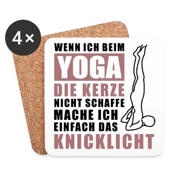 Lustiger YOGA Spruch / Kerze Knicklicht Teelicht - Untersetzer (4er-Set) - Weiß - Vorne