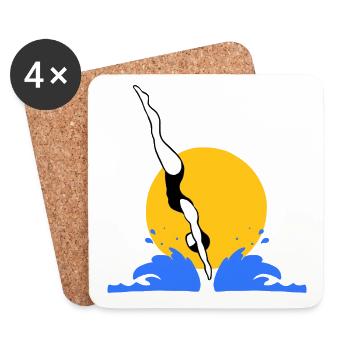 Sprung ins Wasser - Untersetzer (4er-Set) - Weiß - Vorne