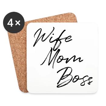 Wife Mom Boss - Untersetzer (4er-Set) - Weiß - Vorne