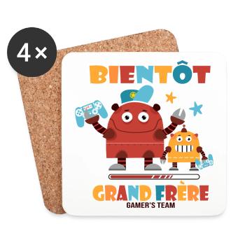 futur grand frère cadeau naissance grossesse - Dessous de verre (lot de 4) - blanc - Devant