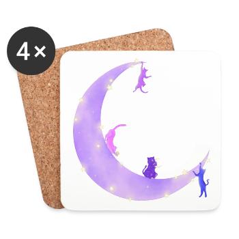 Cats on the Moon - Coasters (set of 4) - white - Front
