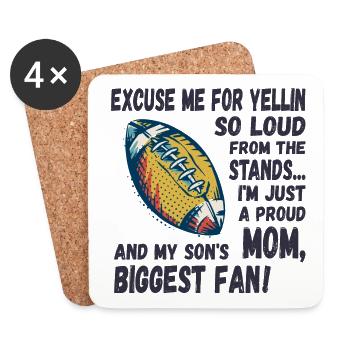 Excuse me for yellin so loud, Football mom - Coasters (set of 4) - white - Front
