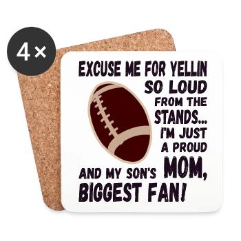 Excuse me for yellin so loud, Football mom - Coasters (set of 4) - white - Front