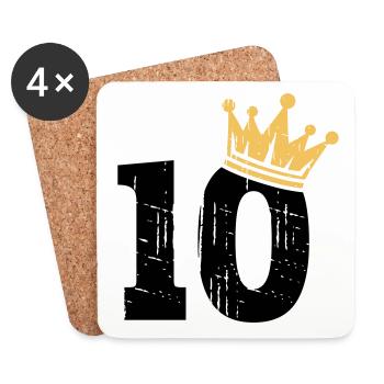 10 Krone 10. Geburtstag 10 Jahre - Untersetzer (4er-Set) - Weiß - Vorne