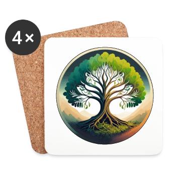 arbre de vie - Dessous de verre (lot de 4) - blanc - Devant