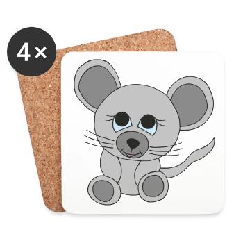 Kleine süße Maus - Untersetzer (4er-Set) - Weiß - Vorne