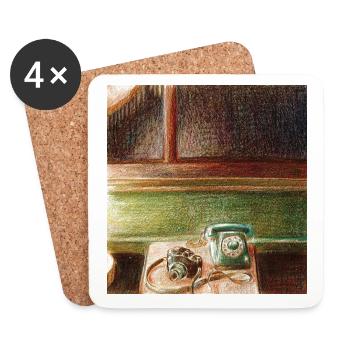 Vintage Evening Illustration - Coasters (set of 4) - white - Front