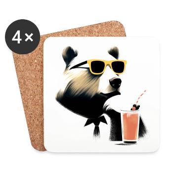 Cooler Bär - Untersetzer (4er-Set) - Weiß - Vorne