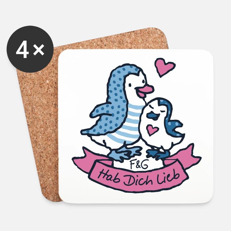 Hab dich lieb - Untersetzer (4er-Set) - Weiß