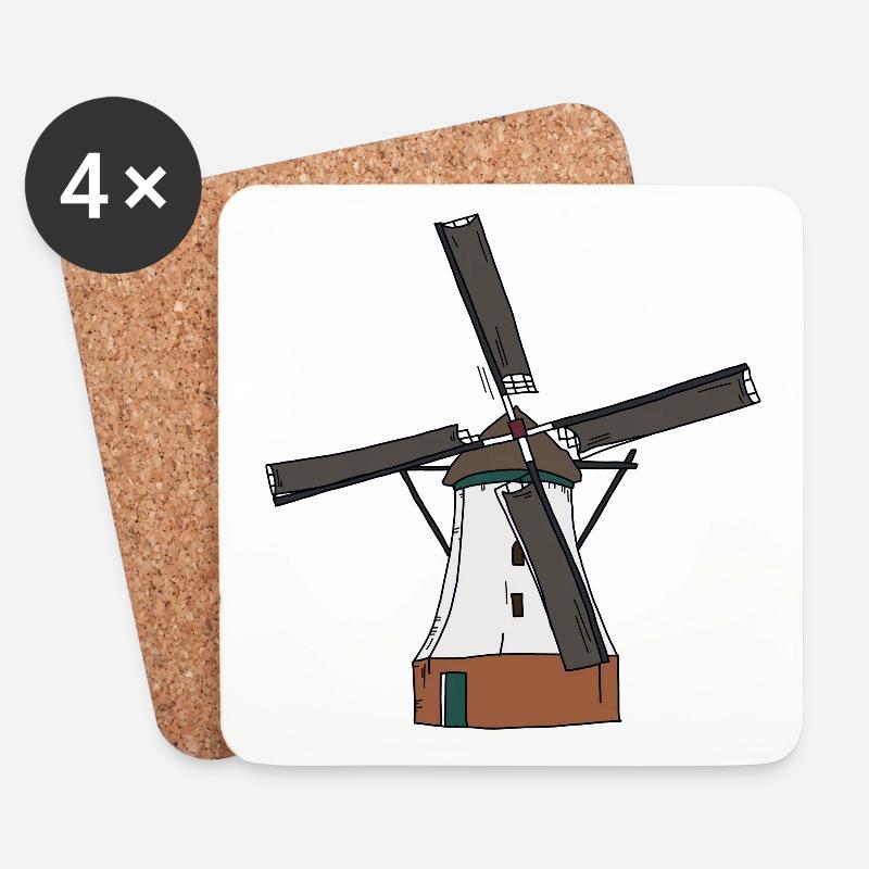 Windmühle weiss - Untersetzer (4er-Set) - Weiß