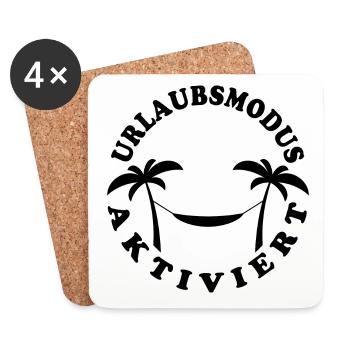 Palmen Hängematte - Urlaubsmodus aktiviert - Untersetzer (4er-Set) - Weiß - Vorne