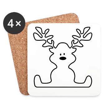 Elch zu Weihnachten - Untersetzer (4er-Set) - Weiß - Vorne