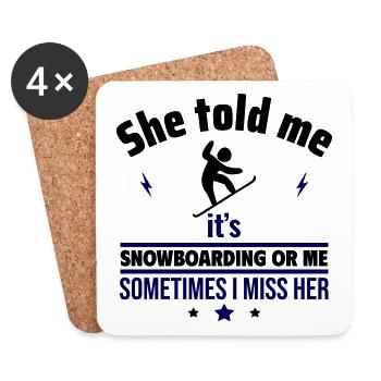 Elle a dit : Le snowboard ou moi - Dessous de verre (lot de 4) - blanc - Devant