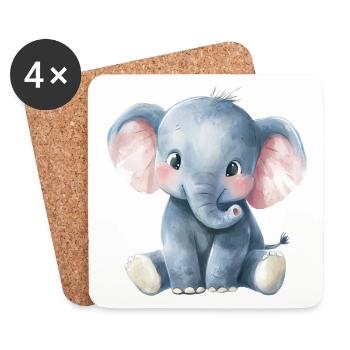 Elefanten Baby - Untersetzer (4er-Set) - Weiß - Vorne