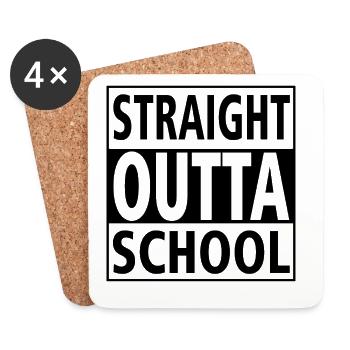 Class Shirts Straight outta school - Coasters (set of 4) - white - Front