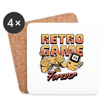 Jeu rétro pour toujours | Vêtements de jeu vintage - Dessous de verre (lot de 4) - blanc - Devant
