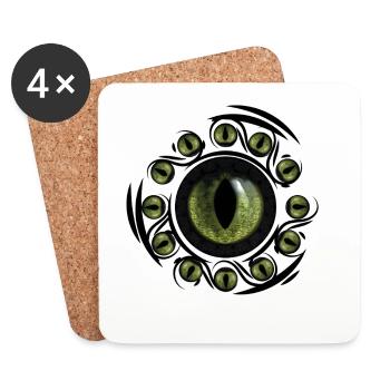 Circular cyclic green eye - Coasters (set of 4) - white - Front