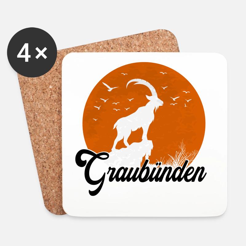 Graubinden Mondsilhouette - Untersetzer (4er-Set) - Weiß