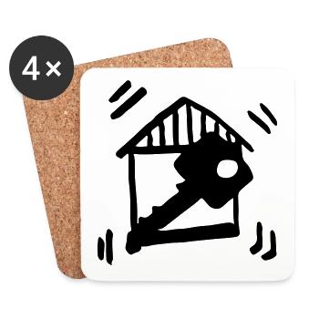 House key - House construction - Coasters (set of 4) - white - Front