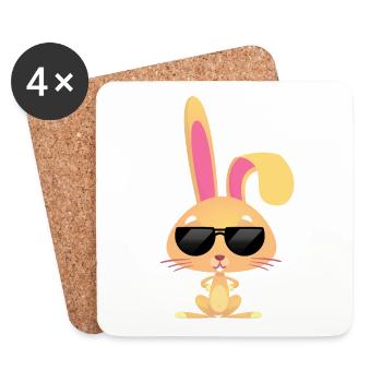 cool, cute with sunglasses - Coasters (set of 4) - white - Front