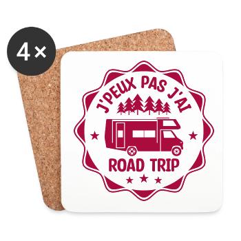 J'peux Pas J'ai Road Trip | Cadeau - Dessous de verre (lot de 4) - blanc - Devant