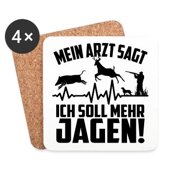 Jäger Herzschlag Puls | Farben änderbar - Untersetzer (4er-Set) - Weiß - Vorne