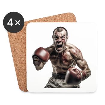 Boxeur - Dessous de verre (lot de 4) - blanc - Devant