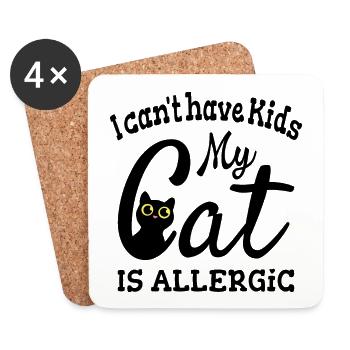 Je ne peux pas avoir d’enfants, mon chat est allergique - Dessous de verre (lot de 4) - blanc - Devant