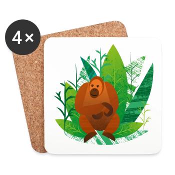 Orang Utan im Grünen - Untersetzer (4er-Set) - Weiß - Vorne
