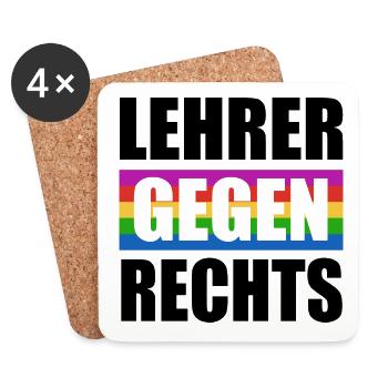 Lehrer gegen rechts - Nie wieder ist jetzt - Untersetzer (4er-Set) - Weiß - Vorne