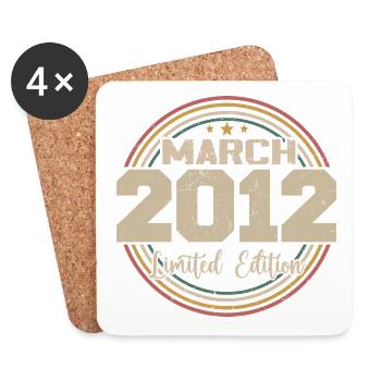 Génial Depuis Mars 2012 Anniversaire 2012 Cadeau - Dessous de verre (lot de 4) - blanc - Devant