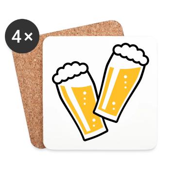 2 verres à bière toast (Bière / Willibecher / 2C) - Dessous de verre (lot de 4) - blanc - Devant