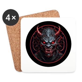 Diable démoniaque maléfique aux yeux rouges - Dessous de verre (lot de 4) - blanc - Devant