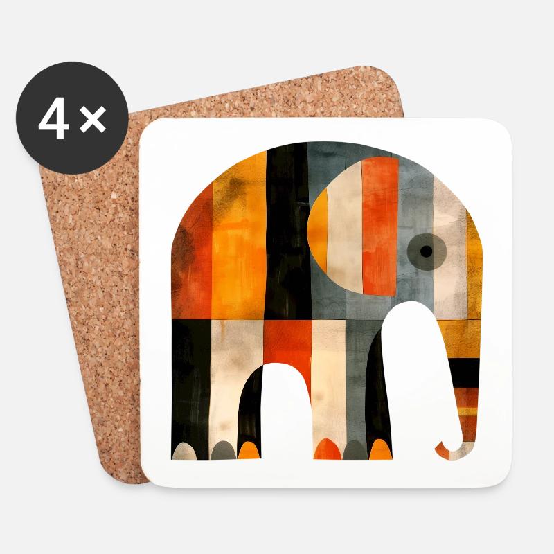 Elefant - Untersetzer (4er-Set) - Weiß