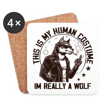 This is My Human Costume Im Really a Wolf Funny - Dessous de verre (lot de 4) - blanc - Devant