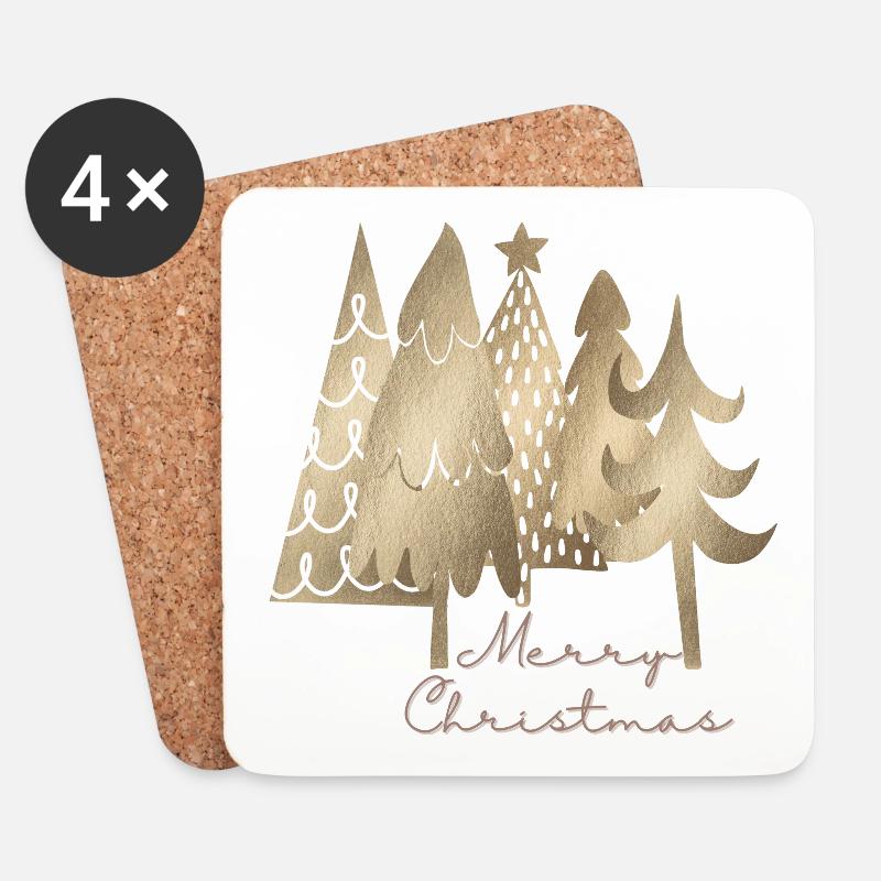 Merry Christmas - Untersetzer (4er-Set) - Weiß