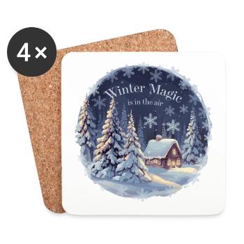Winter Magic is in the Air – Winterlandschaft - Untersetzer (4er-Set) - Weiß - Vorne