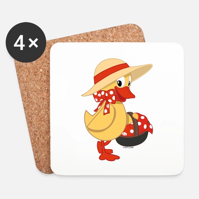 Schnatterinchen mit Korb - Untersetzer (4er-Set) - Weiß