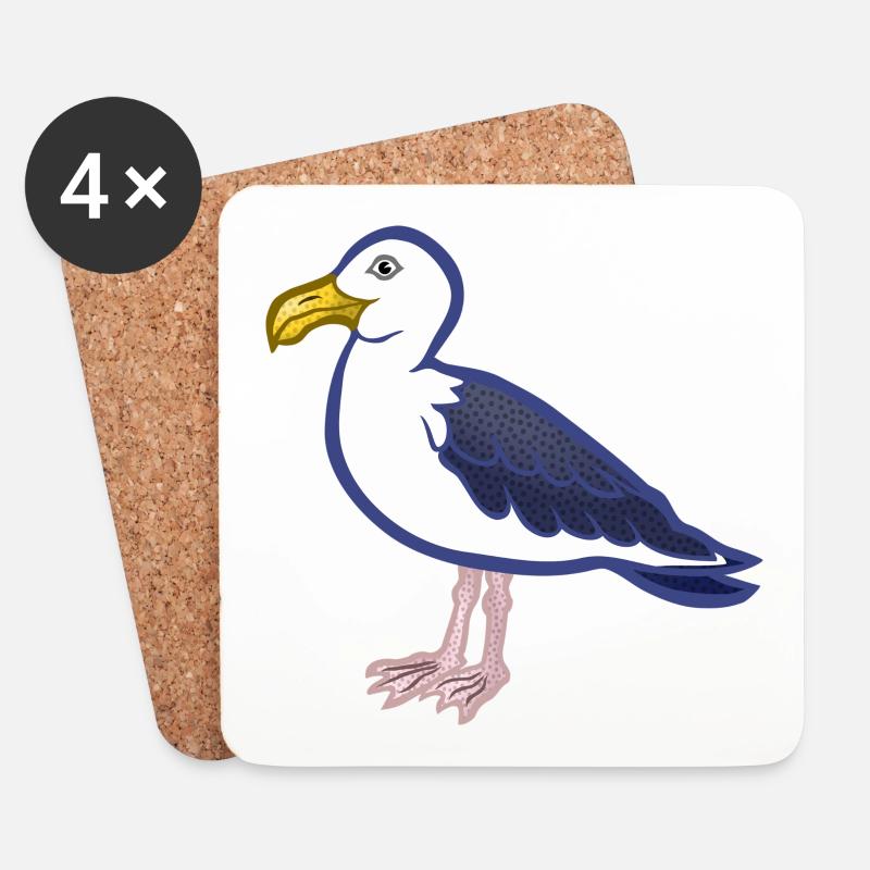 Möwe - Untersetzer (4er-Set) - Weiß